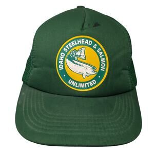 Idaho Steelhead & Salmon Unlimited Trucker Hat Green OS Adjustable Mesh Back